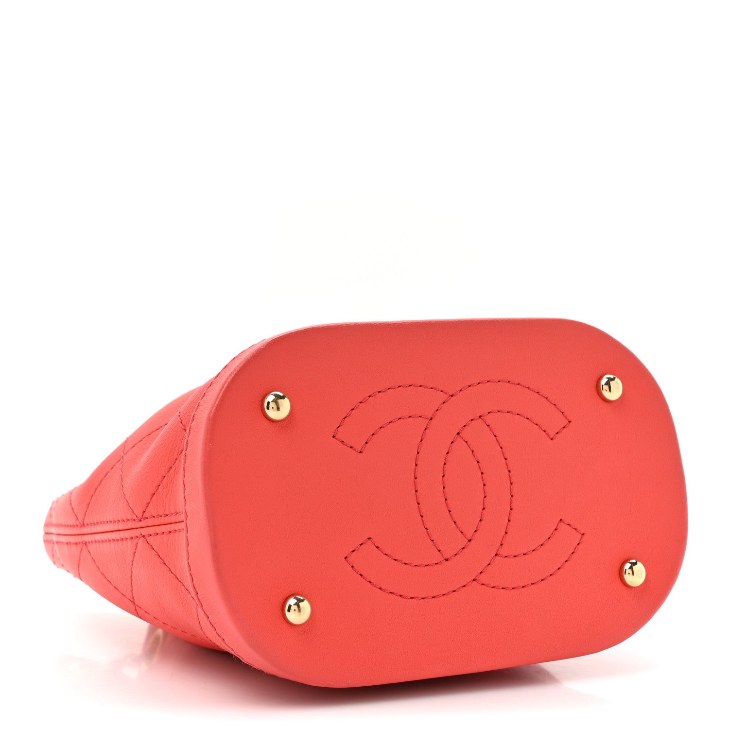 Chanel Calfskin Stitched Mini Drawstring CC Bag Red 4 of 10