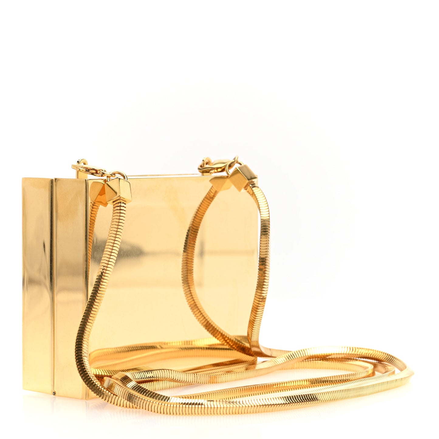 Metal Tuxedo Box Clutch Gold