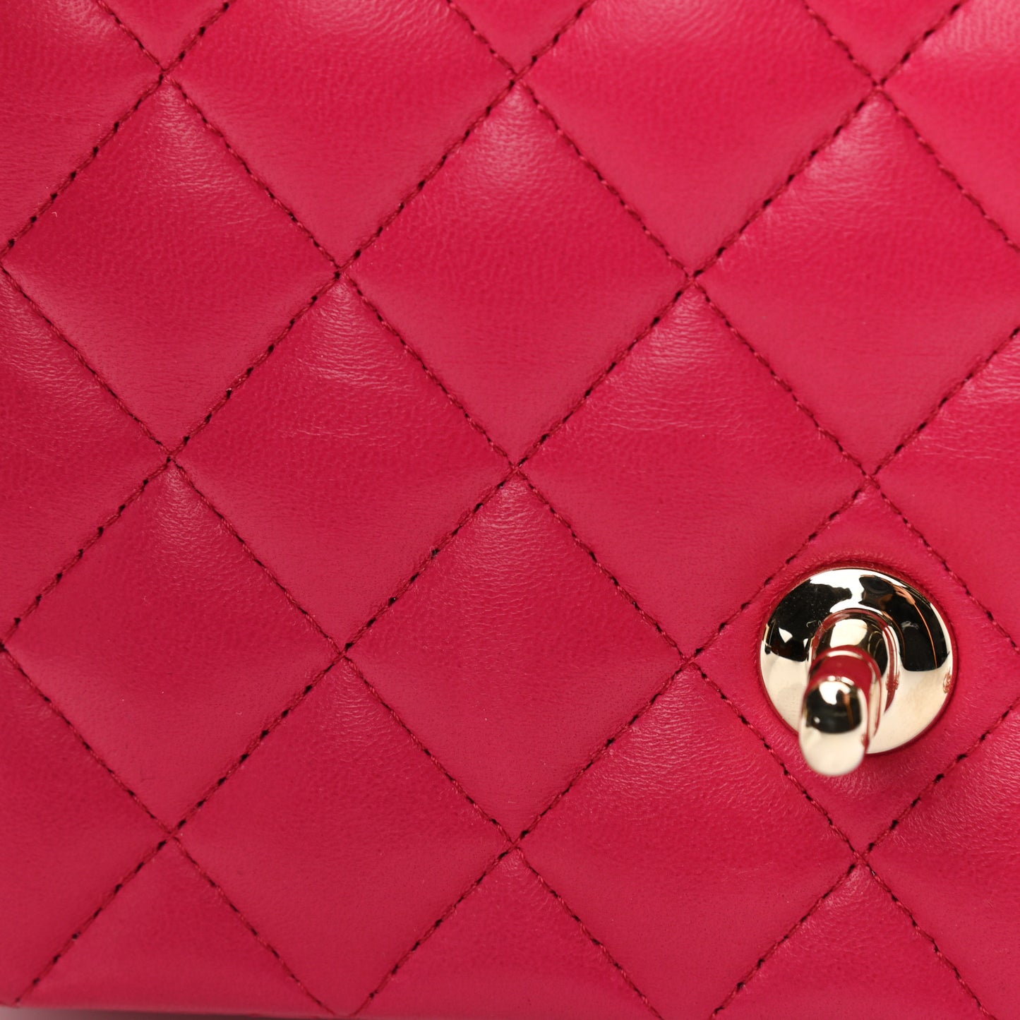 Lambskin Quilted Mini Top Handle Rectangular Flap Dark Pink