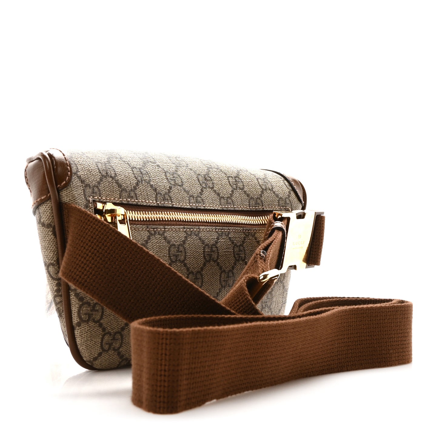 GG Supreme Monogram Textured Calfskin Retro Interlocking G Belt Bag Beige Ebony Brown Sugar