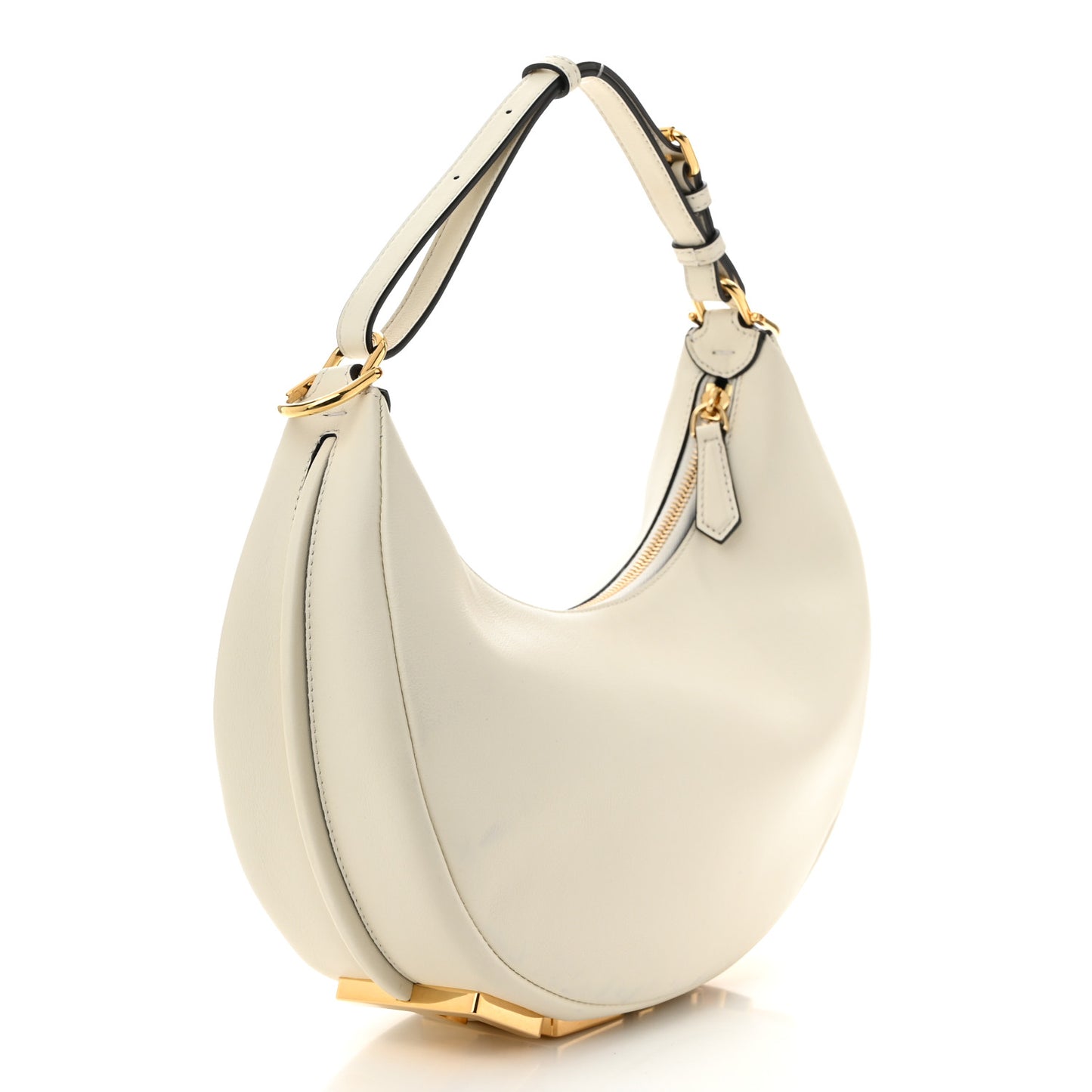 Vitello Grace Matte Small Fendigraphy Hobo Bag White Ice