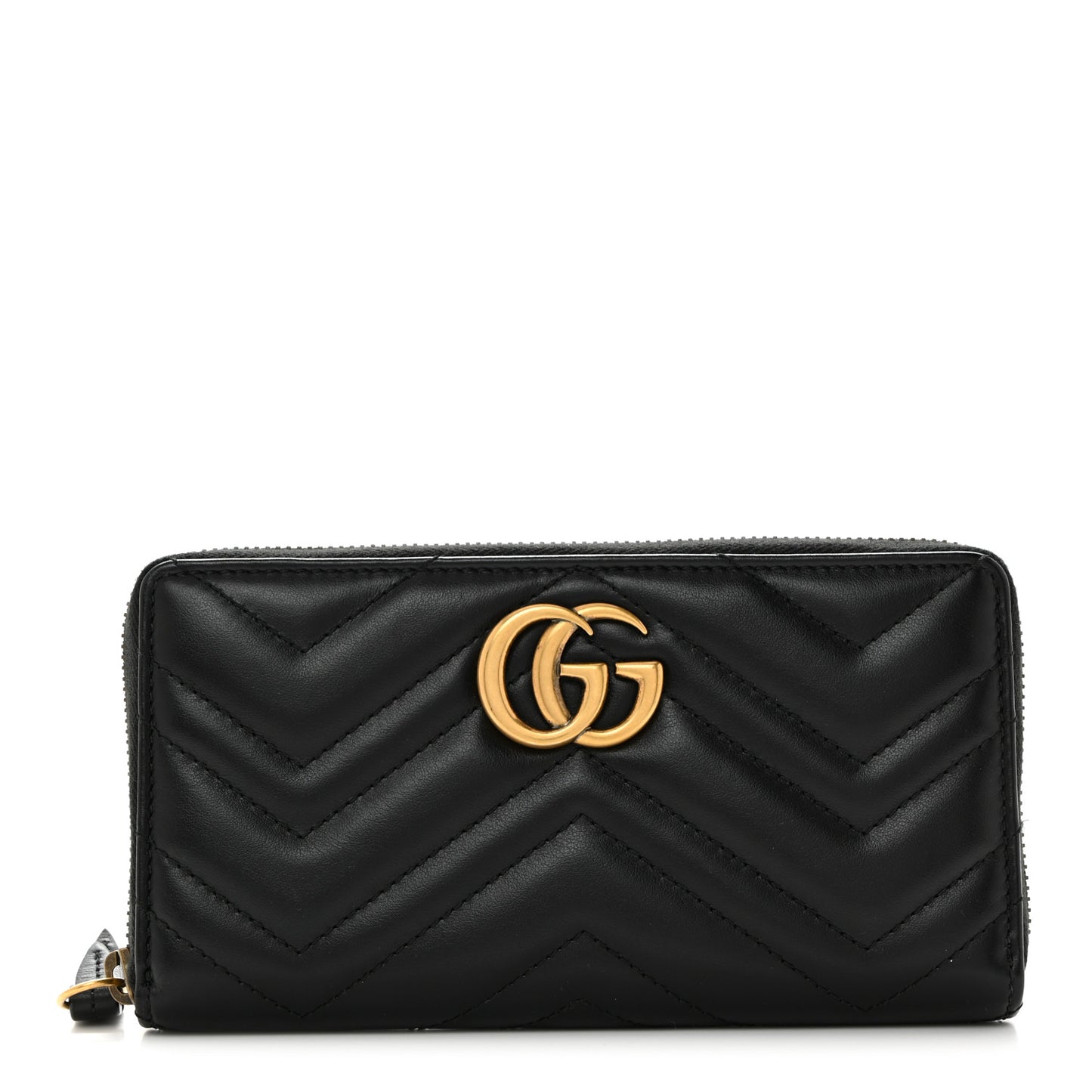 Calfskin Matelasse GG Marmont Zip Around Wallet Black