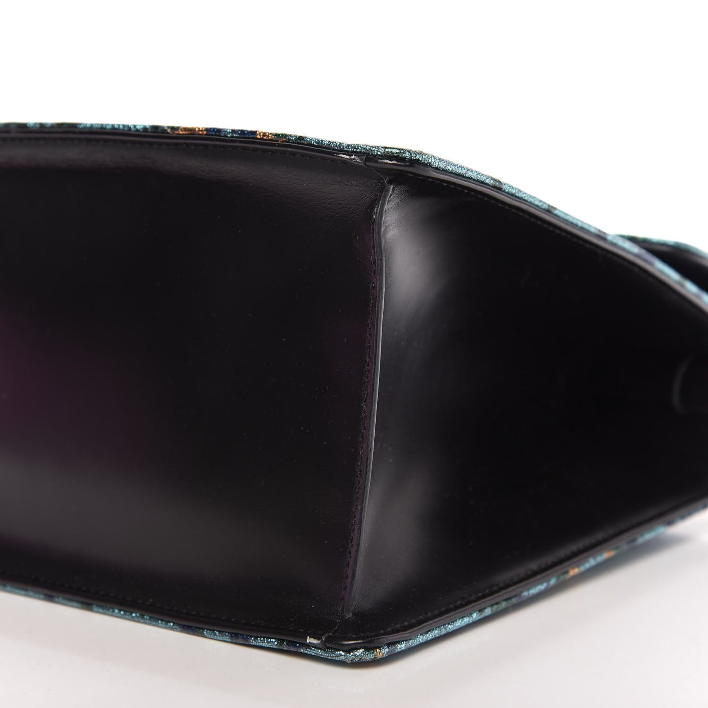 Iridescent Brocade Medium Sylvie Top Handle Bag Blue