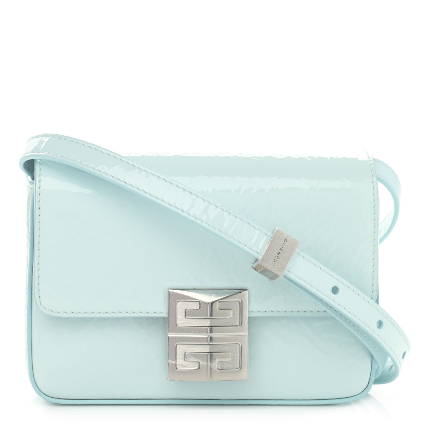 Givenchy Patent Textured Goatskin Mini 4G Crossbody Sky Blue 1 of 11