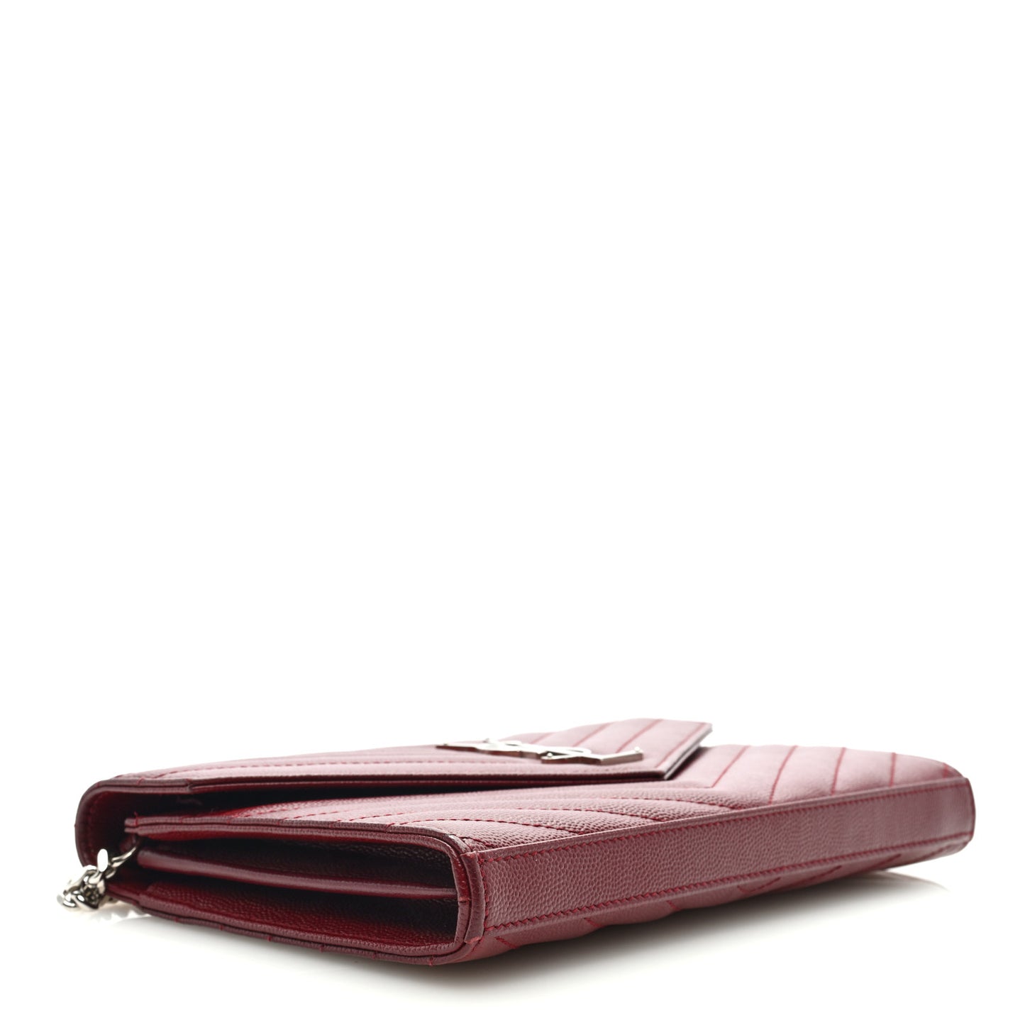 Grain De Poudre Matelasse Chevron Monogram Chain Wallet Palissandre
