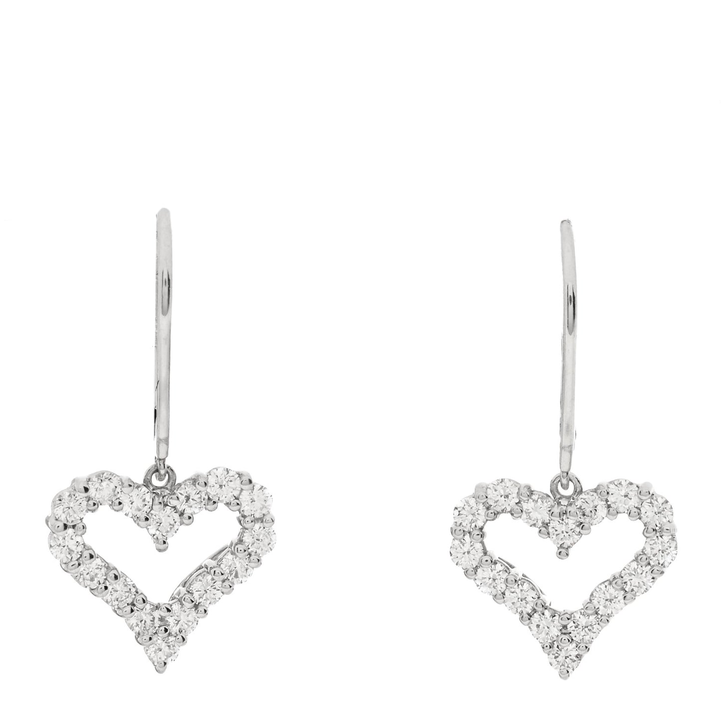 Platinum Diamond Heart Drop Earrings