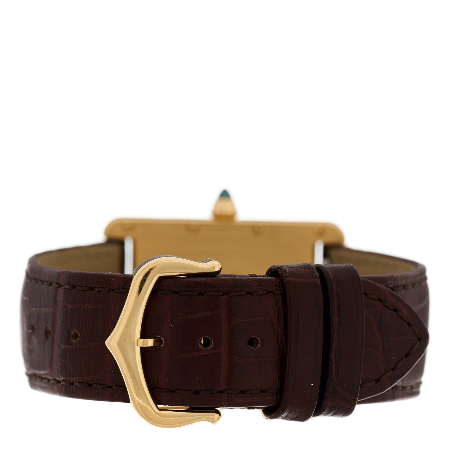 Cartier 18K Yellow Gold Alligator 26mm Tank Louis Quartz Watch Brown 3 of 5
