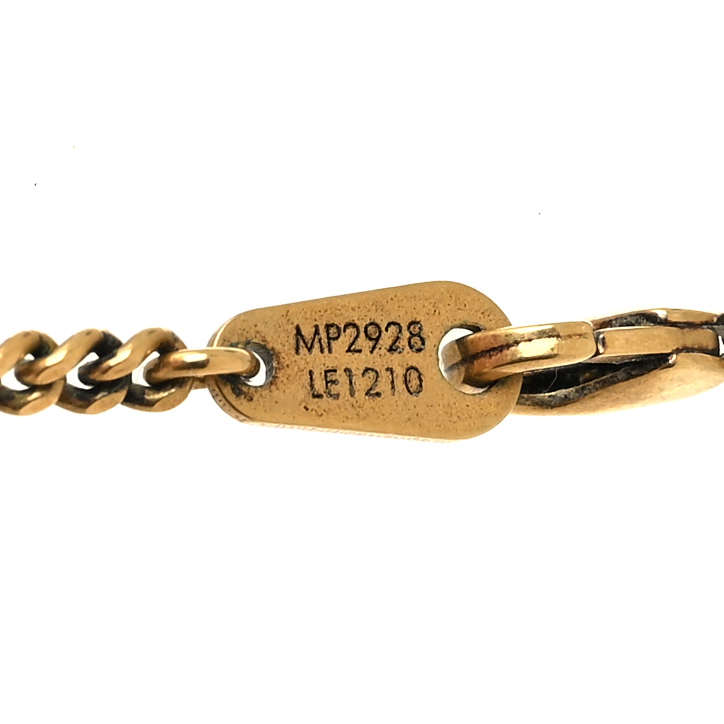 Lacquered Metal LV Friends Pendant Necklace Aged Gold Blue Pink