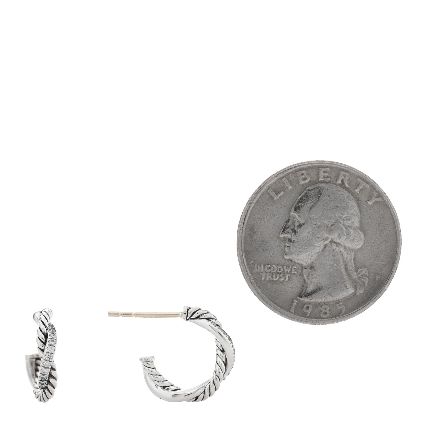 Sterling Silver Diamond Petite Infinity Huggie Hoop Earrings