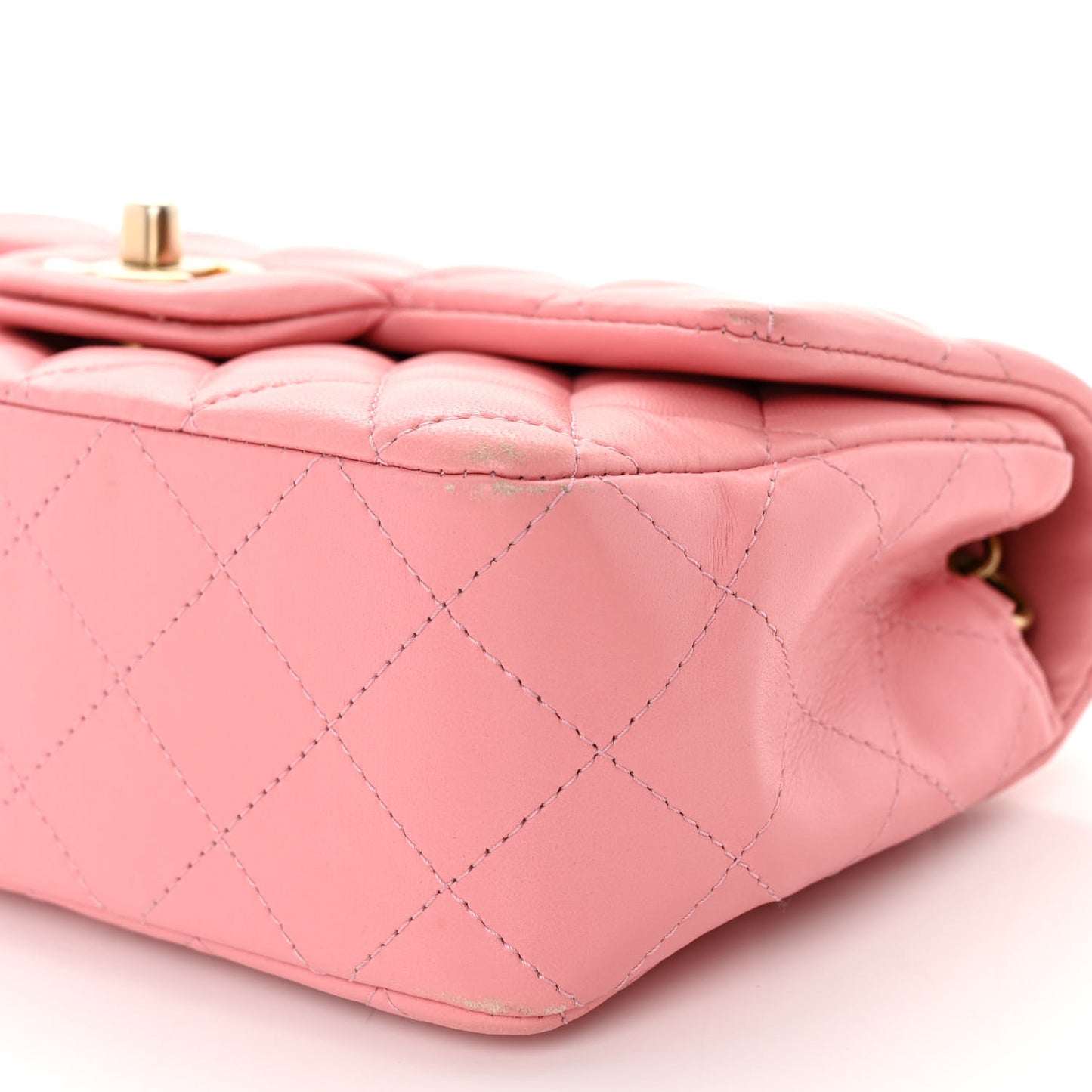 Lambskin Quilted Mini Rectangular Flap Pink