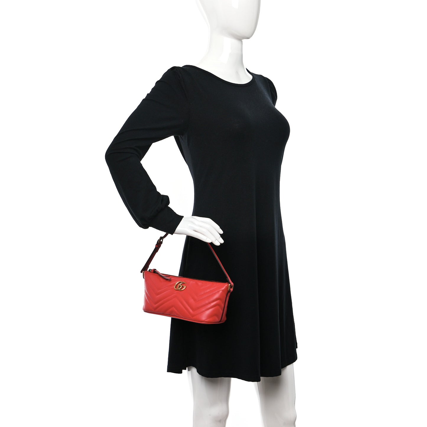 Calfskin Matelasse Chevron GG Marmont Sling Shoulder Bag Rosso