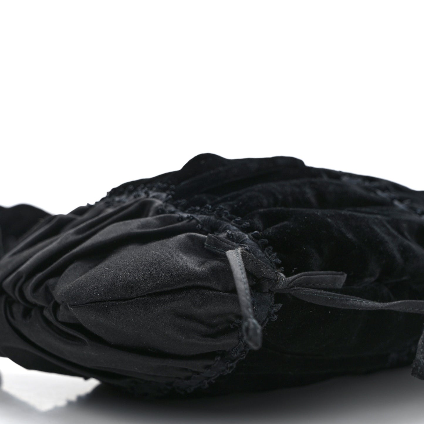 Satin Velvet Drawstring Shoulder Bag Black