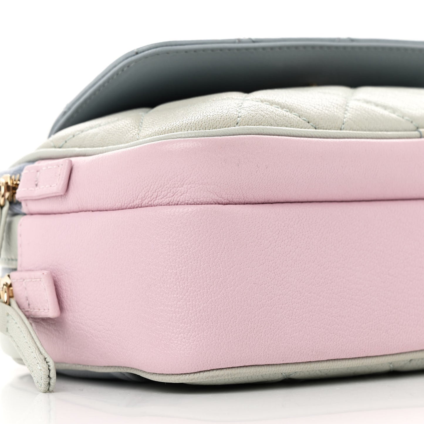 Goatskin Quilted Waist Bag Green Blue Pink