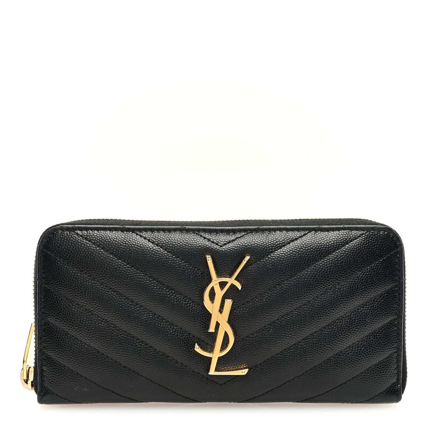 Grain De Poudre Matelasse Chevron Monogram Zip Around Wallet Black