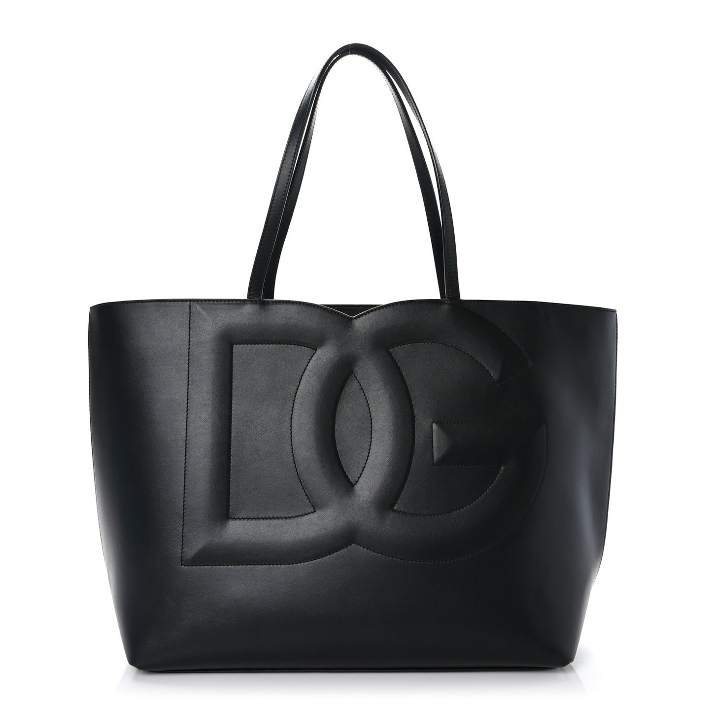 Calfskin DG Logo Shopper Tote Black