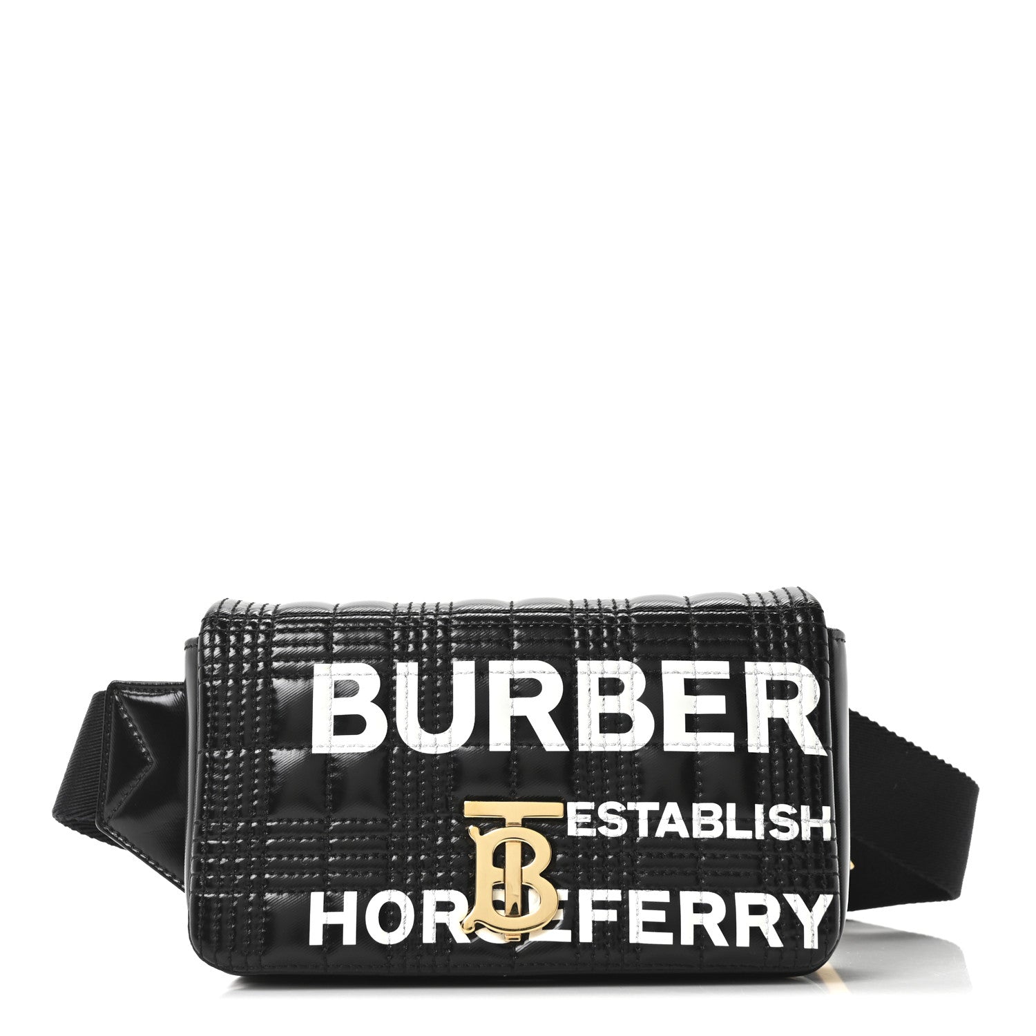 Burberry Patent Quilted Horseferry Print Lola Bum Bag Black