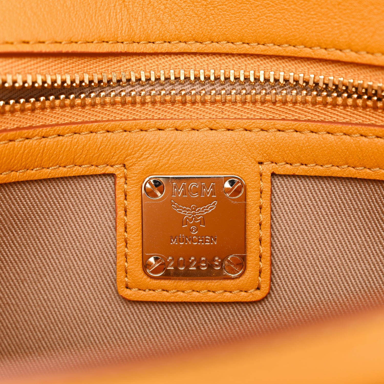MCM Calfskin Ottomar Monogram Medium Millie Crossbody Bag Golden Mango 6 of 10