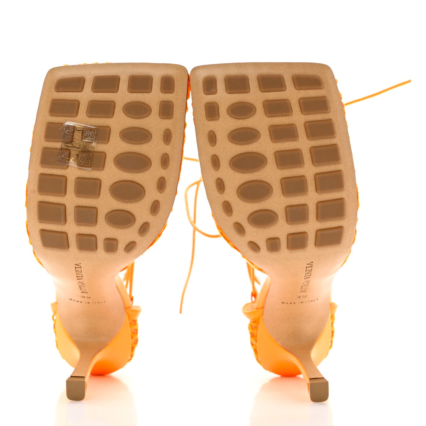 Mesh Nappa Stretch Ankle Tie Sandals 39 Tangerine