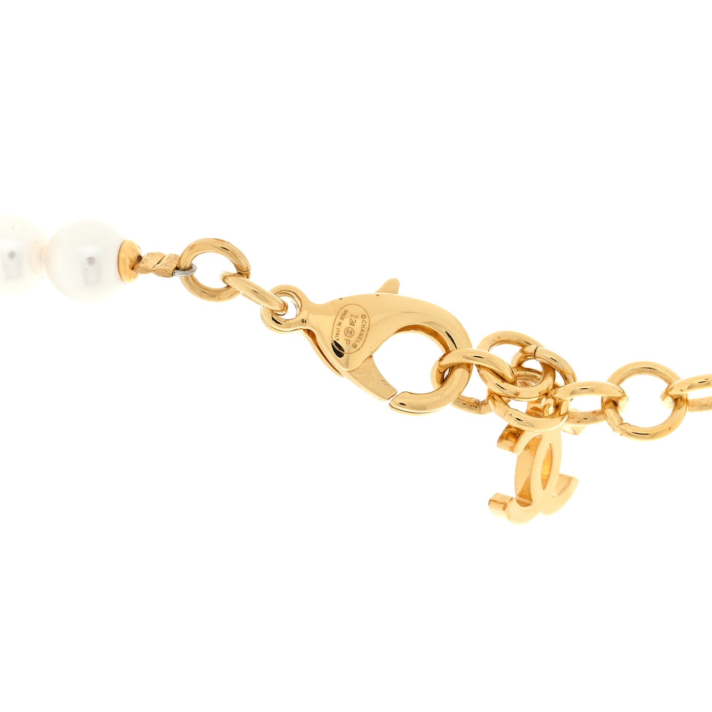 Pearl CC Heart Choker Necklace Gold