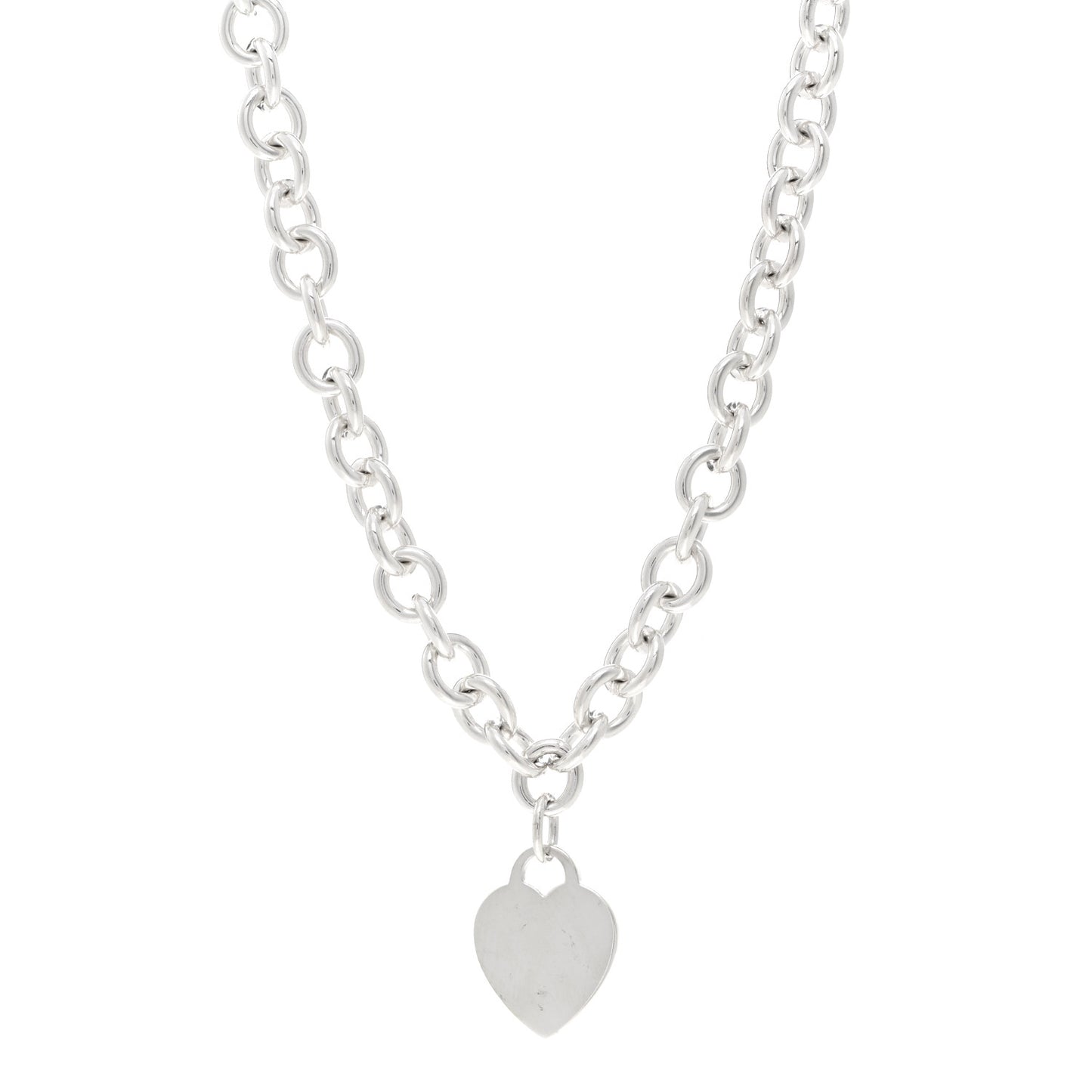 Sterling Silver Heart Tag Pendant Necklace