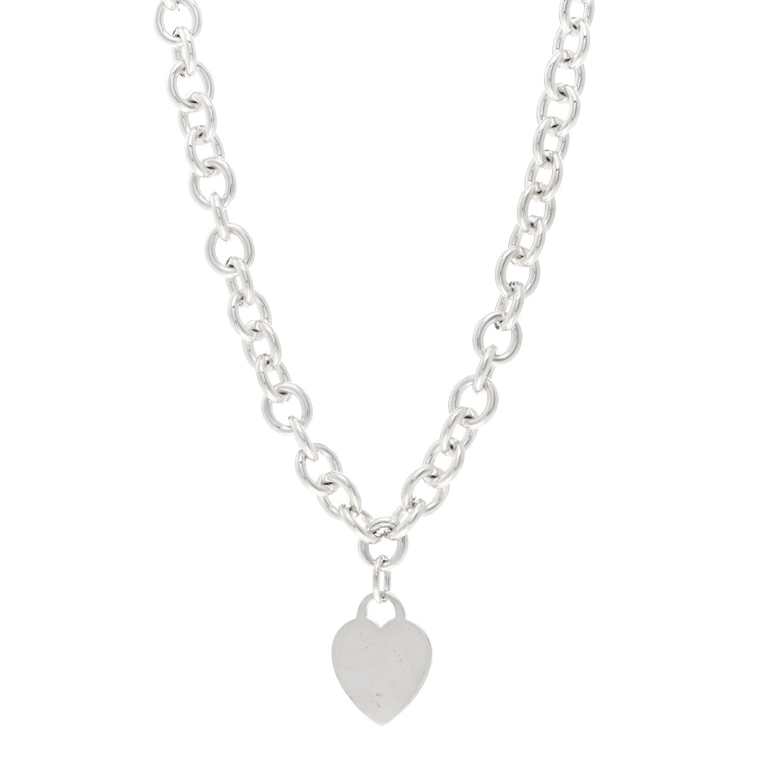 Tiffany Sterling Silver Heart Tag Pendant Necklace 1 of 4