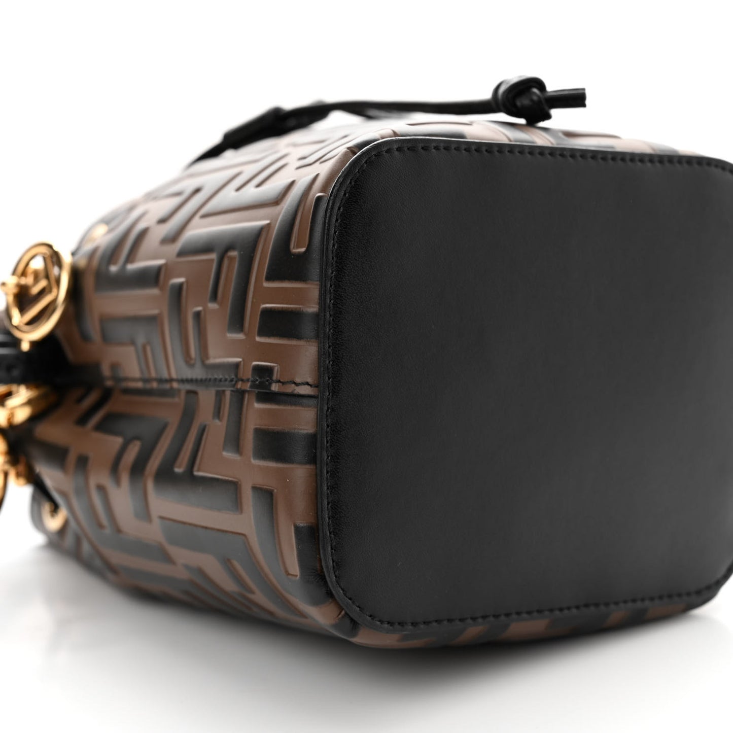 Vitello Liberty F is Fendi Bi-Color FF 1974 Embossed Mini Mon Tresor Bucket Bag Maya Black