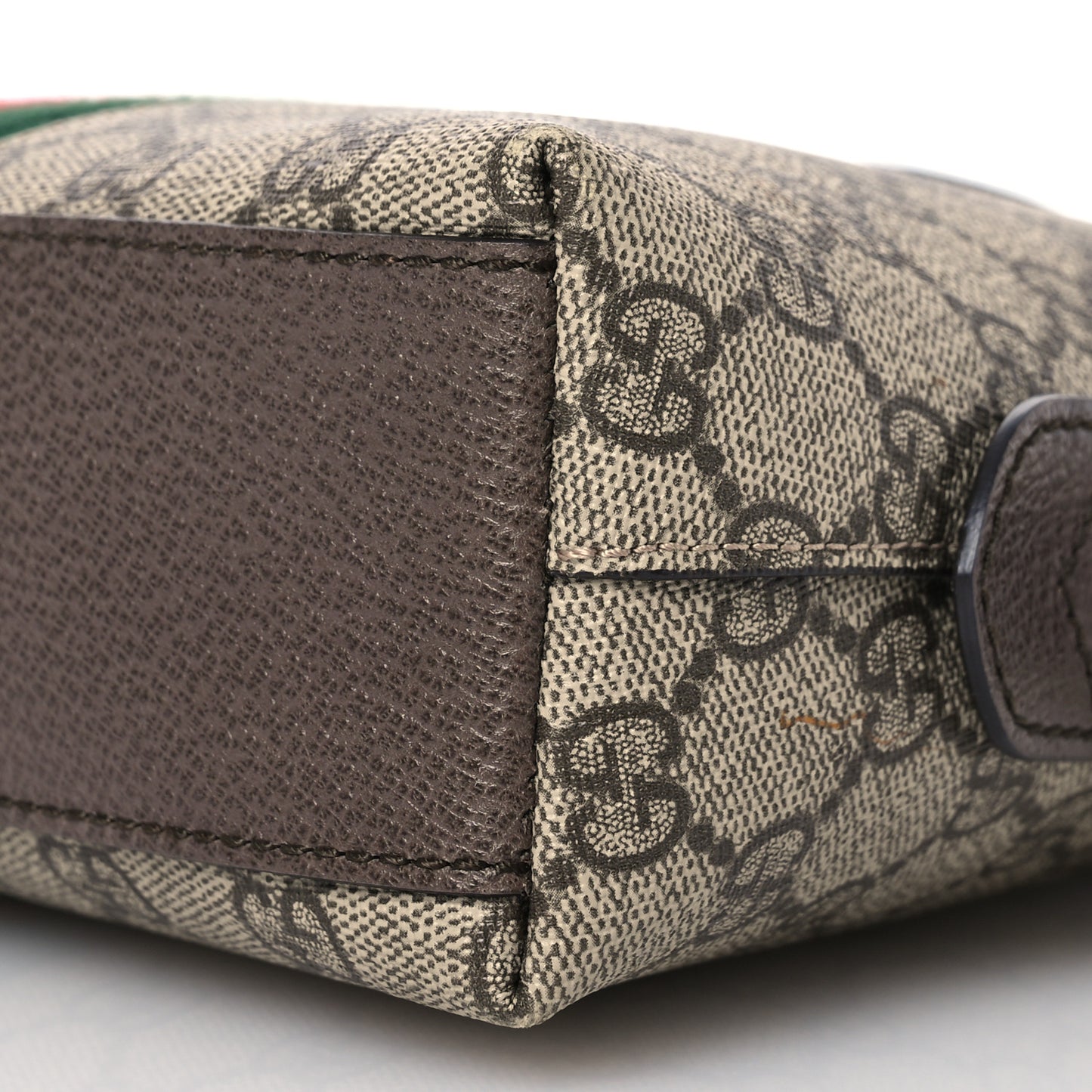 GG Supreme Monogram Textured Dollar Calfskin Web Small Ophidia Dome Shoulder Bag Beige Ebony New Acero