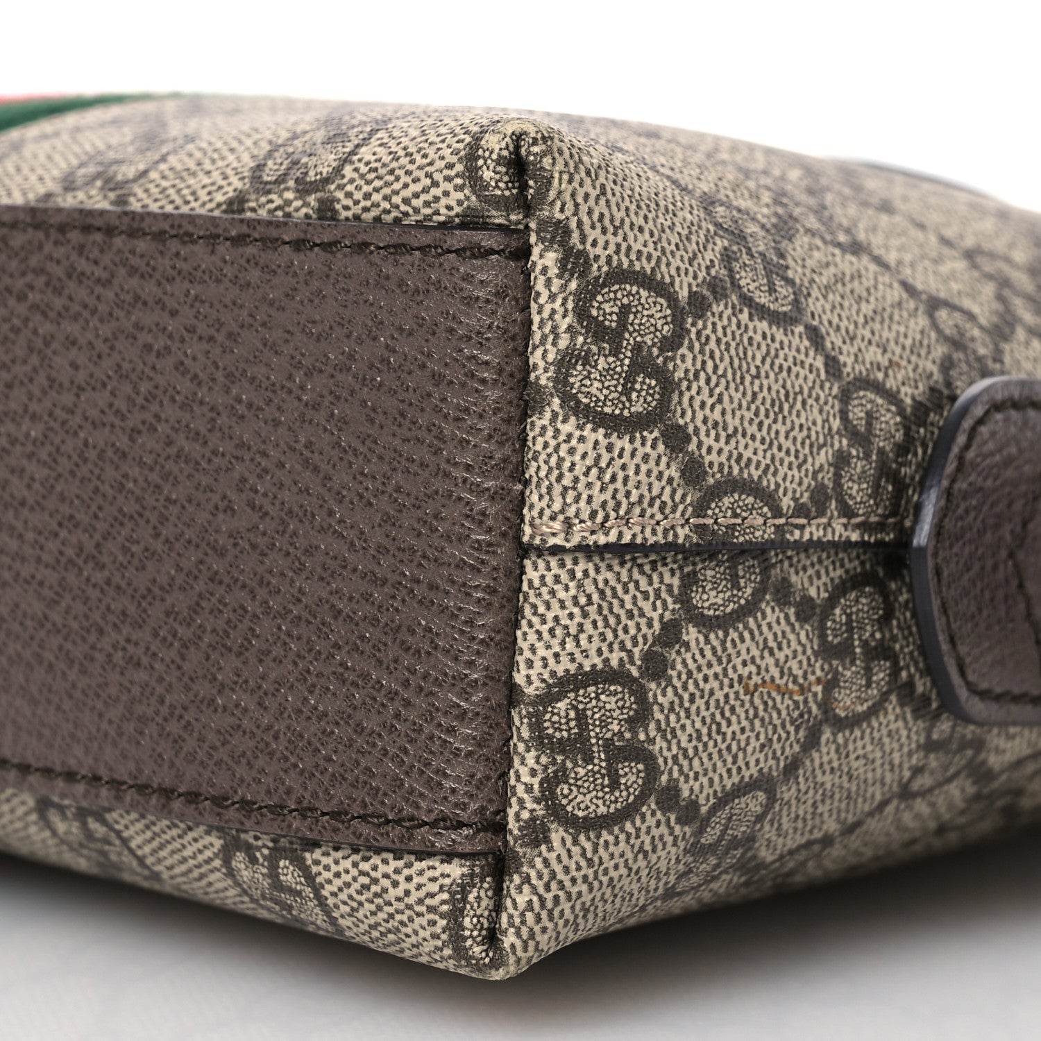 Gucci GG Supreme Monogram Textured Dollar Calfskin Web Small Ophidia Dome Shoulder Bag Beige Ebony New Acero 10 of 13