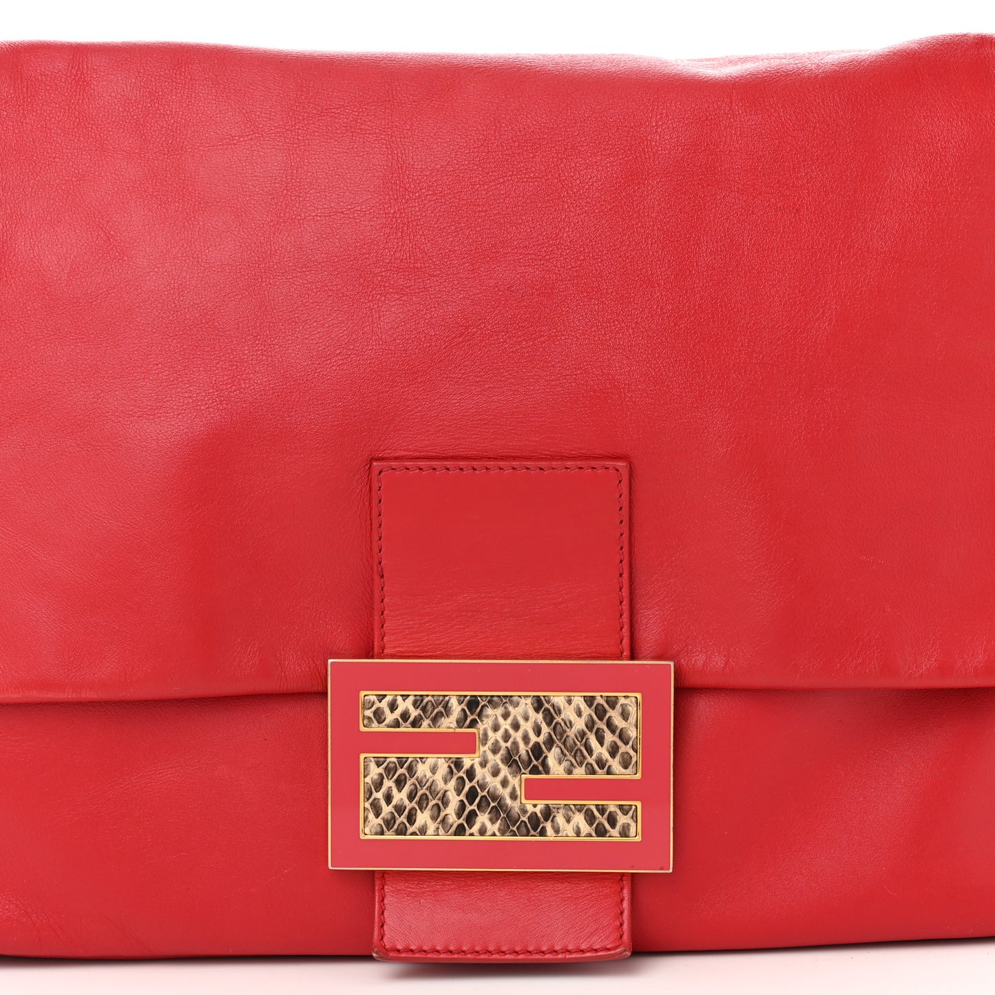 Vitello Savana Snakeskin Big Mama Baguette Red