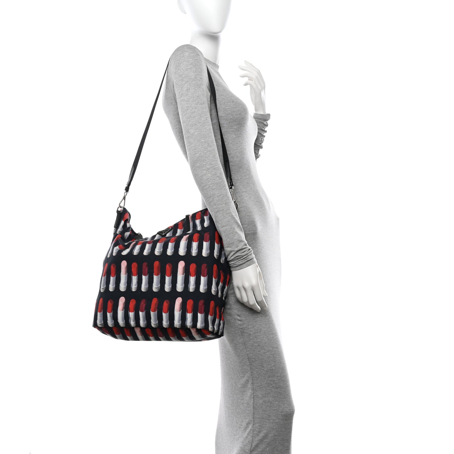 Tessuto Nylon Saffiano Lipstick Print Tote