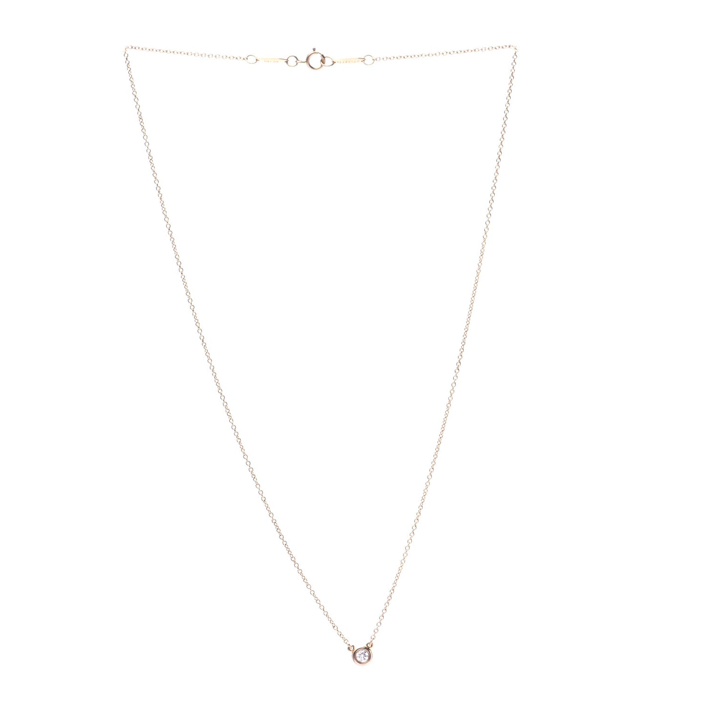 18K Rose Gold Diamond .10ct Elsa Peretti Diamonds by the Yard Pendant Necklace