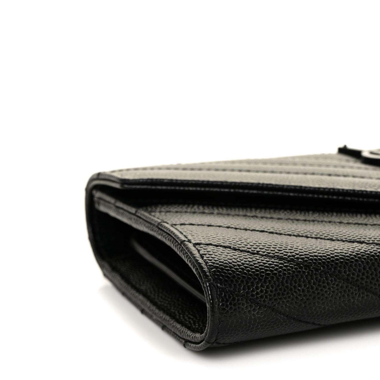 Grain De Poudre Matelasse Chevron Monogram Flap Wallet Black