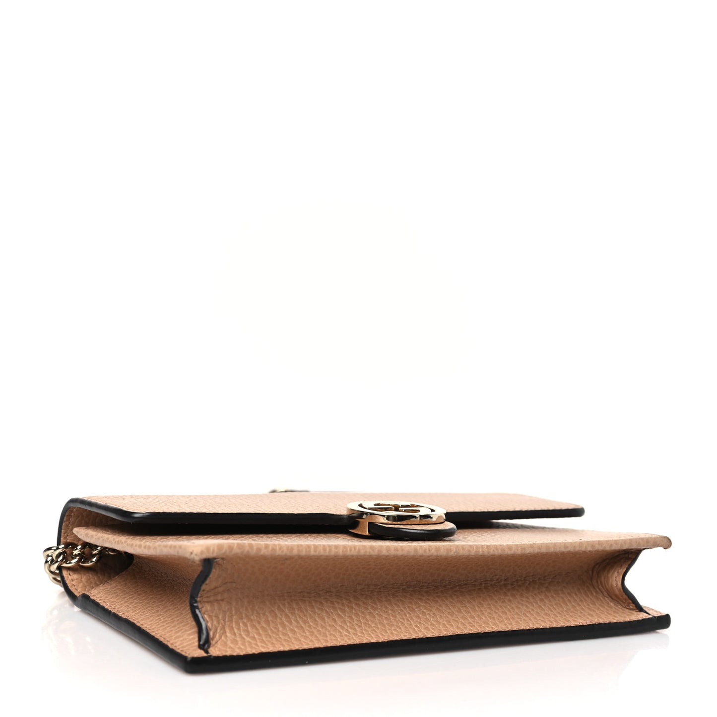 Dollar Calfskin Interlocking G Chain Wallet Camelia