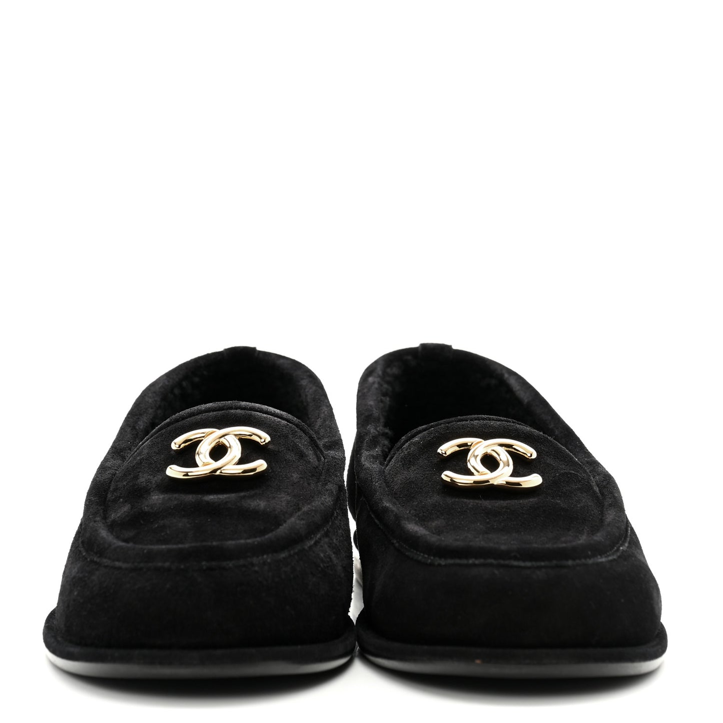 Suede Calfskin CC Loafers 36 Black
