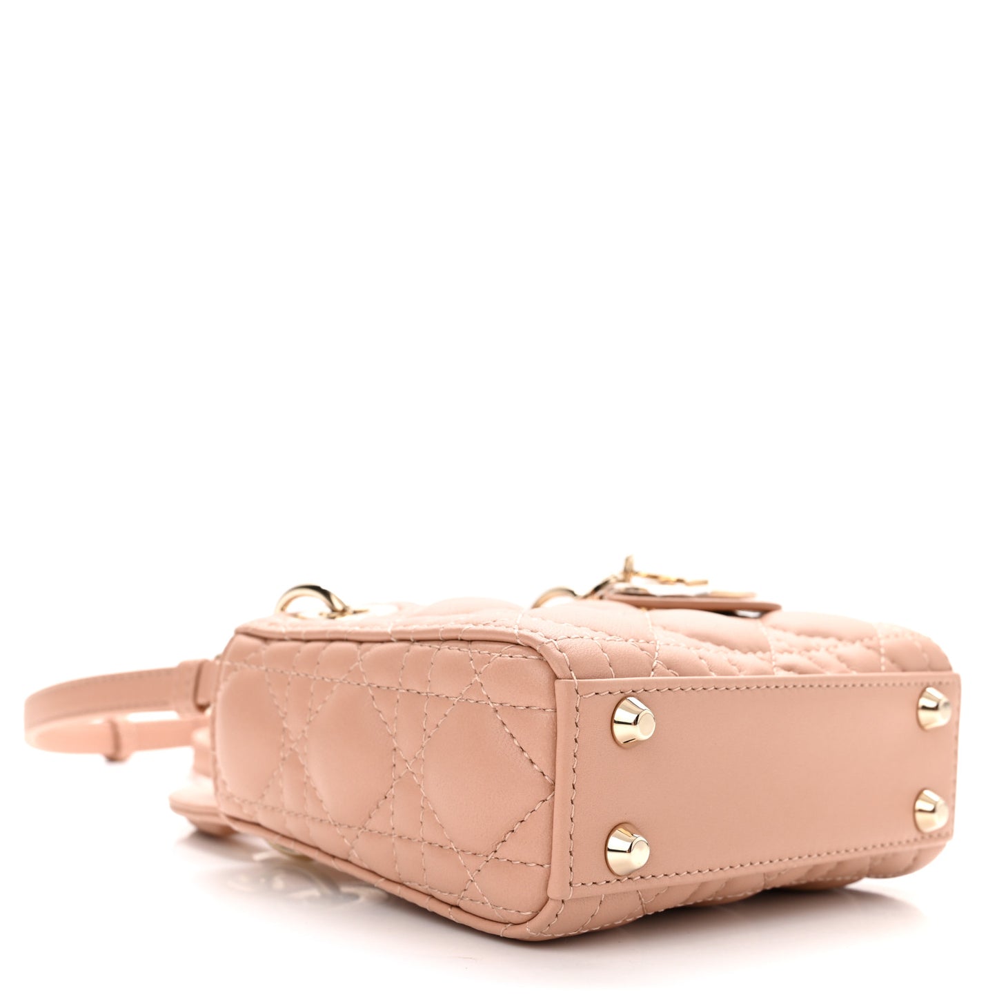 Lambskin Cannage Micro Lady Dior Rose Des Vents