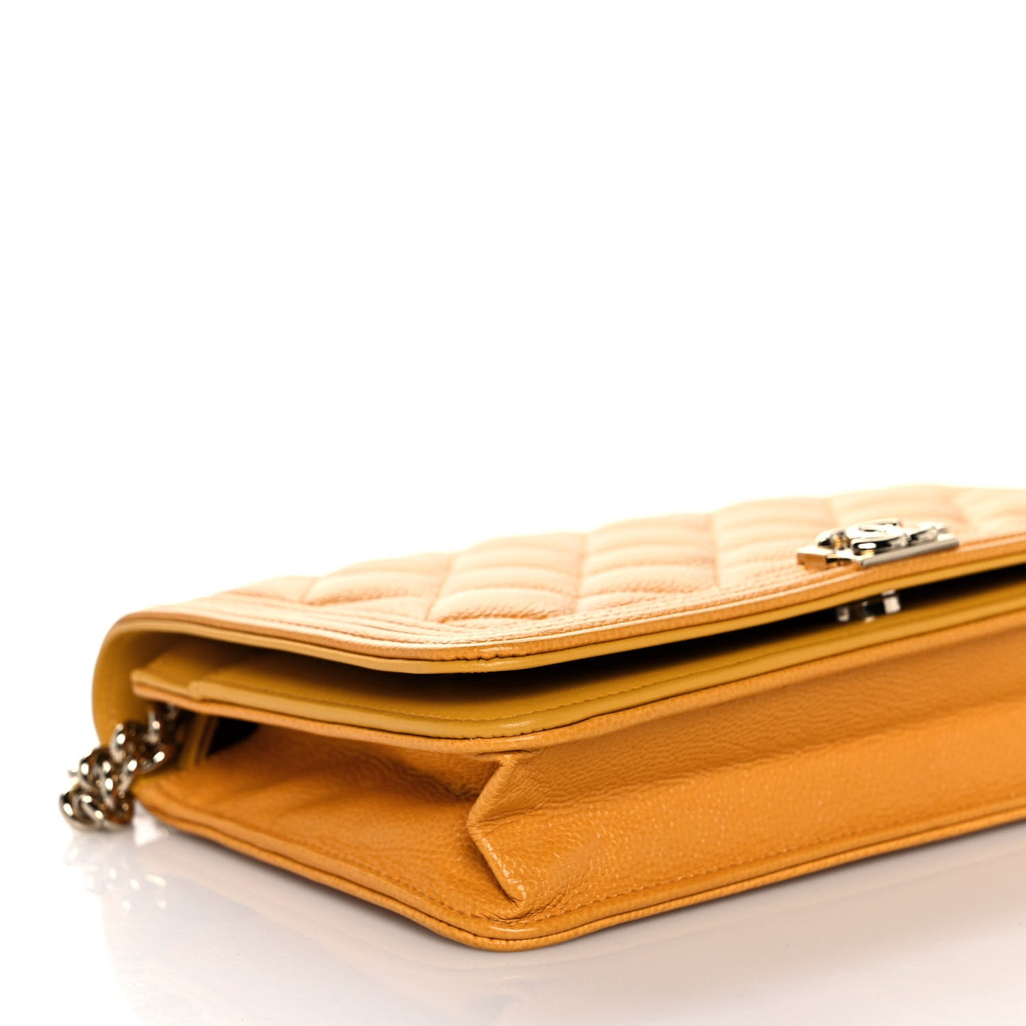 Caviar Quilted Boy Wallet On Chain WOC Yellow