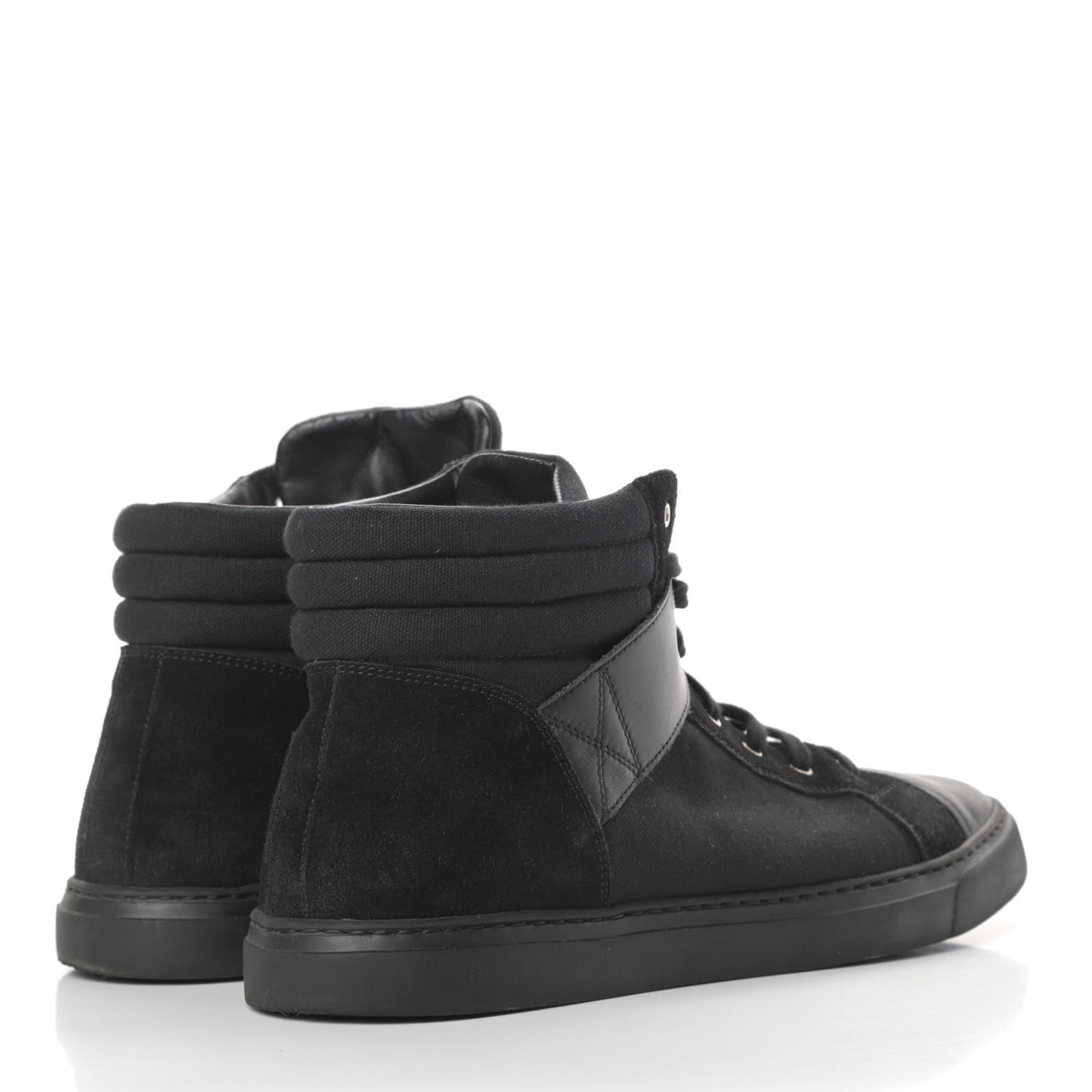 Toile Suede Calfskin Mens High Top Sneakers 43 Black