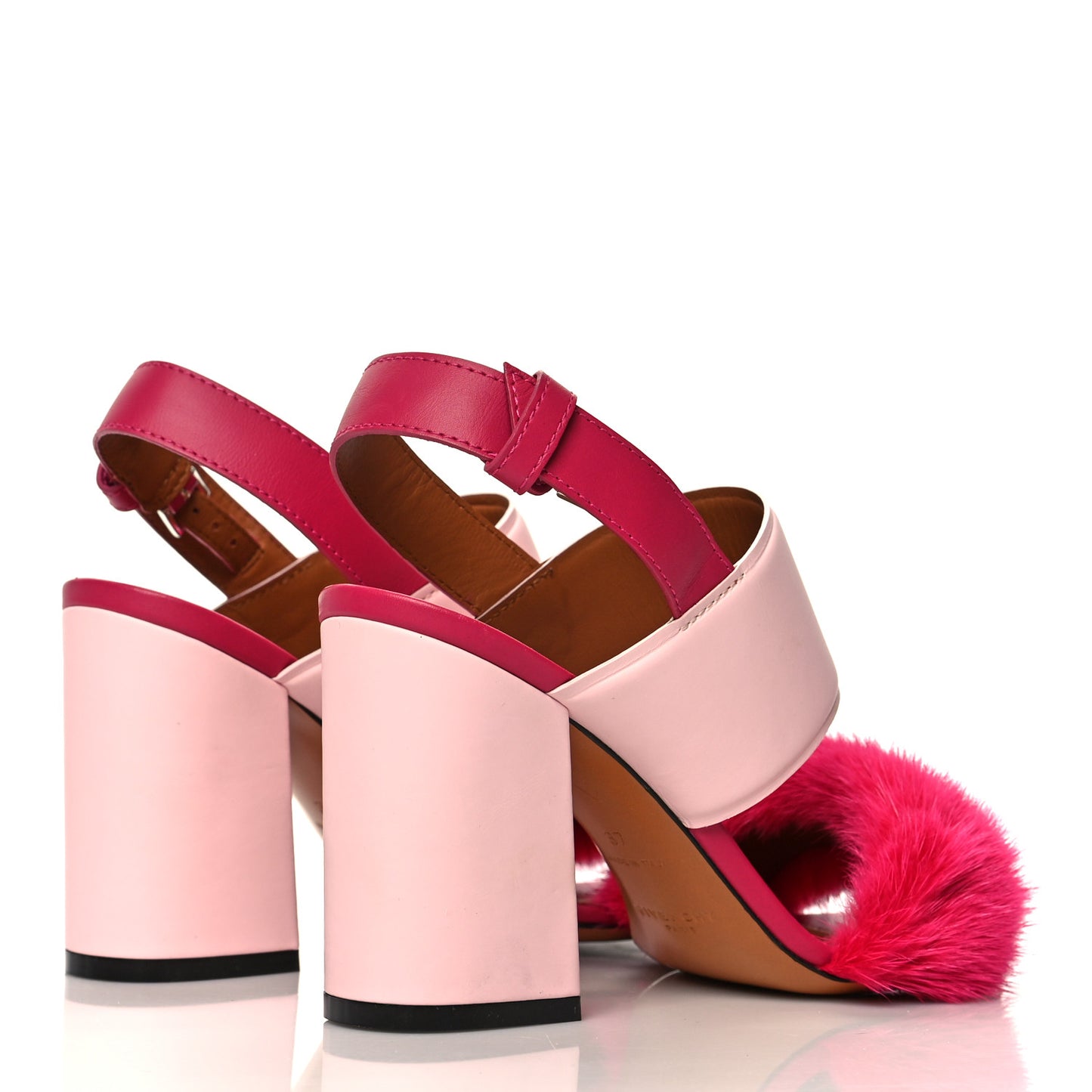 Mink Calfskin Color Block Heels 37 Pink