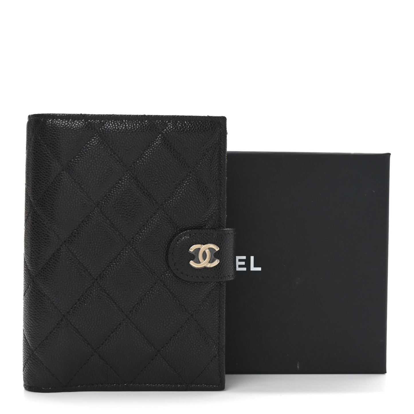 Caviar Quilted Passport Holder Black