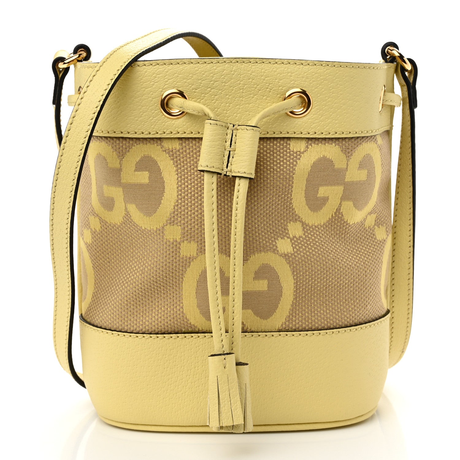 Gucci Monogram Jumbo GG Textured Dollar Calfskin Mini Ophidia Bucket Bag Beige Banana 1 of 10
