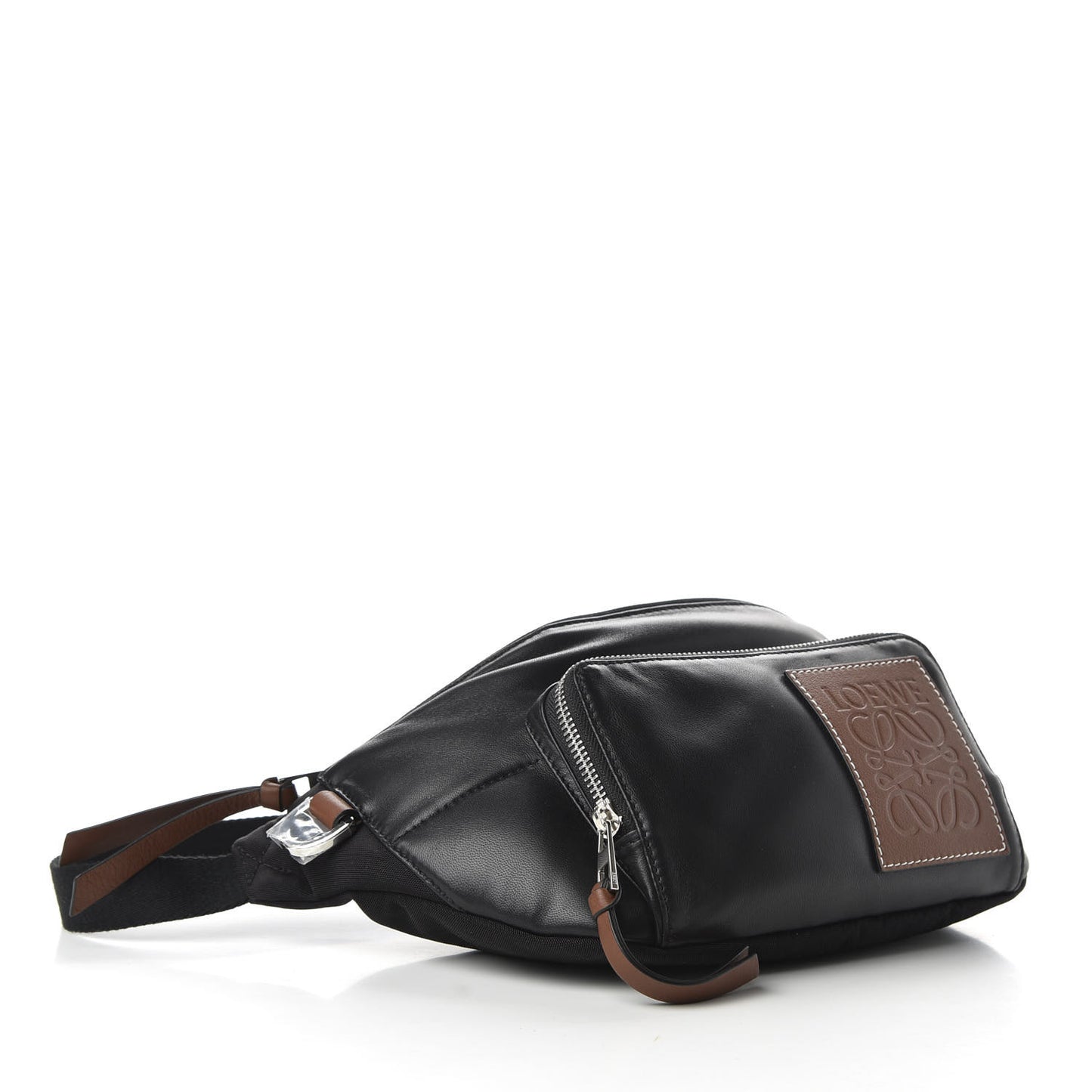 Calfskin Nylon Belt Bag Black