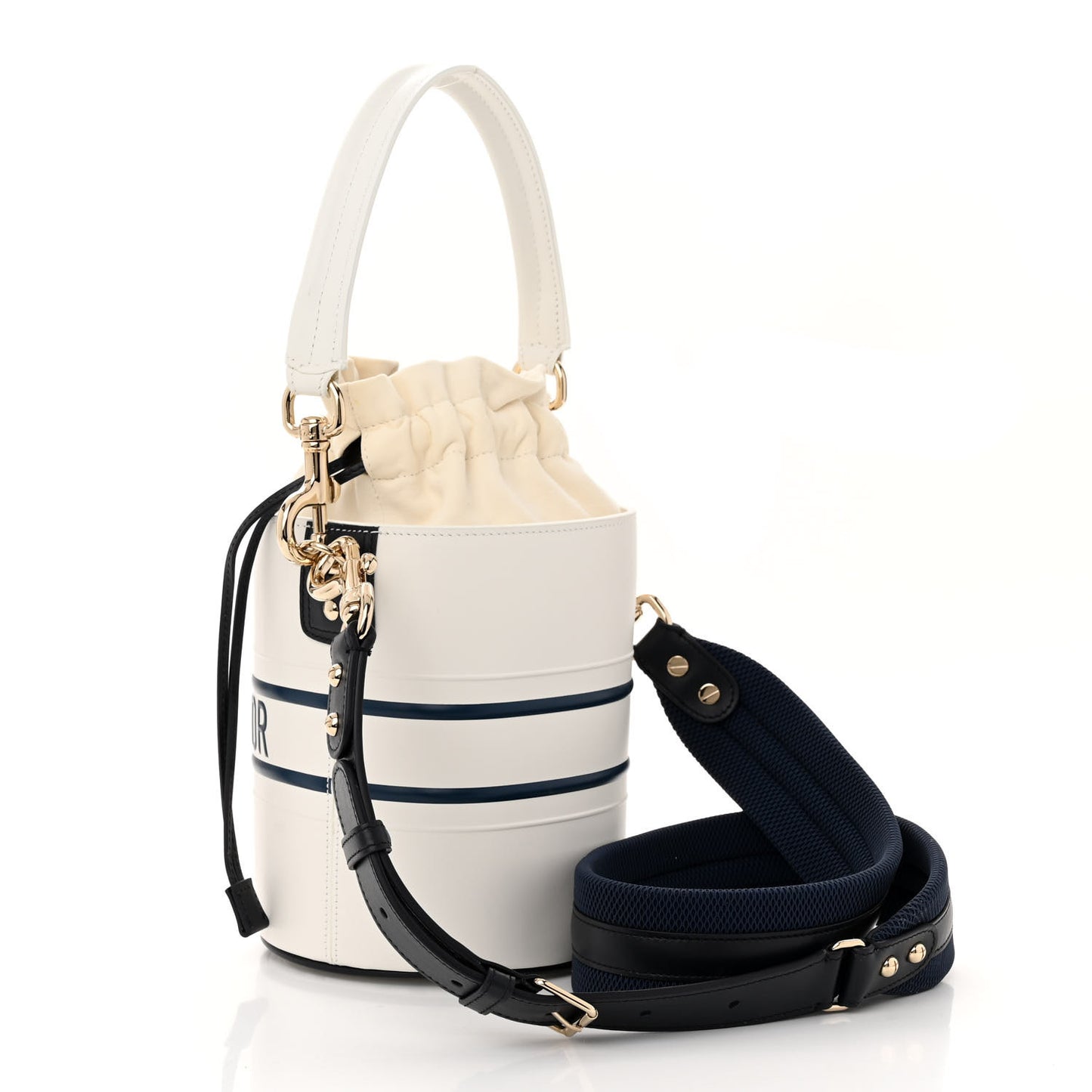 Calfskin Small Dior Vibe Bucket White Blue