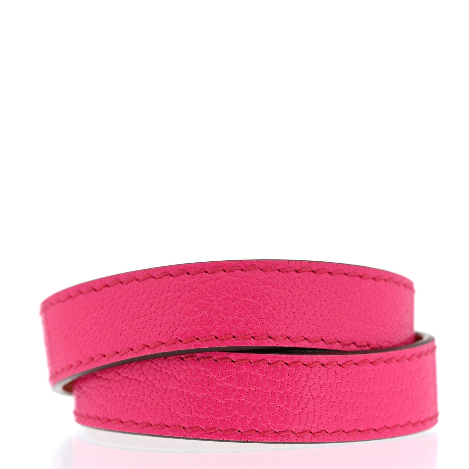 Hermes Chevre Chamkila Kelly Double Tour Bracelet T1 Rose Pop 3 of 7