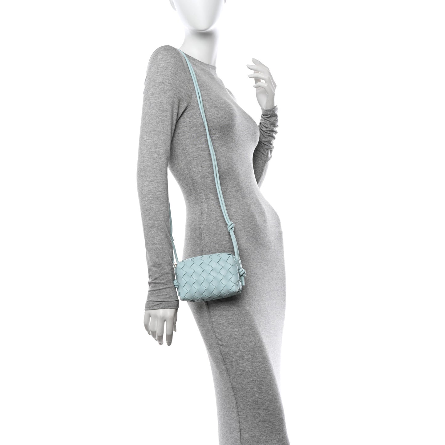 Nappa Intrecciato Candy Loop Camera Bag Light Blue