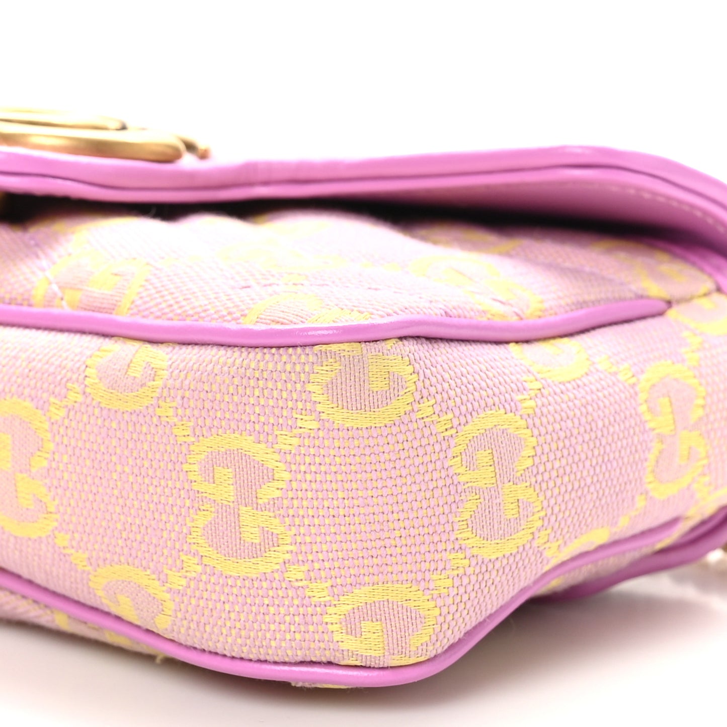 Monogram Super Mini GG Marmont Shoulder Bag Lilac Yellow