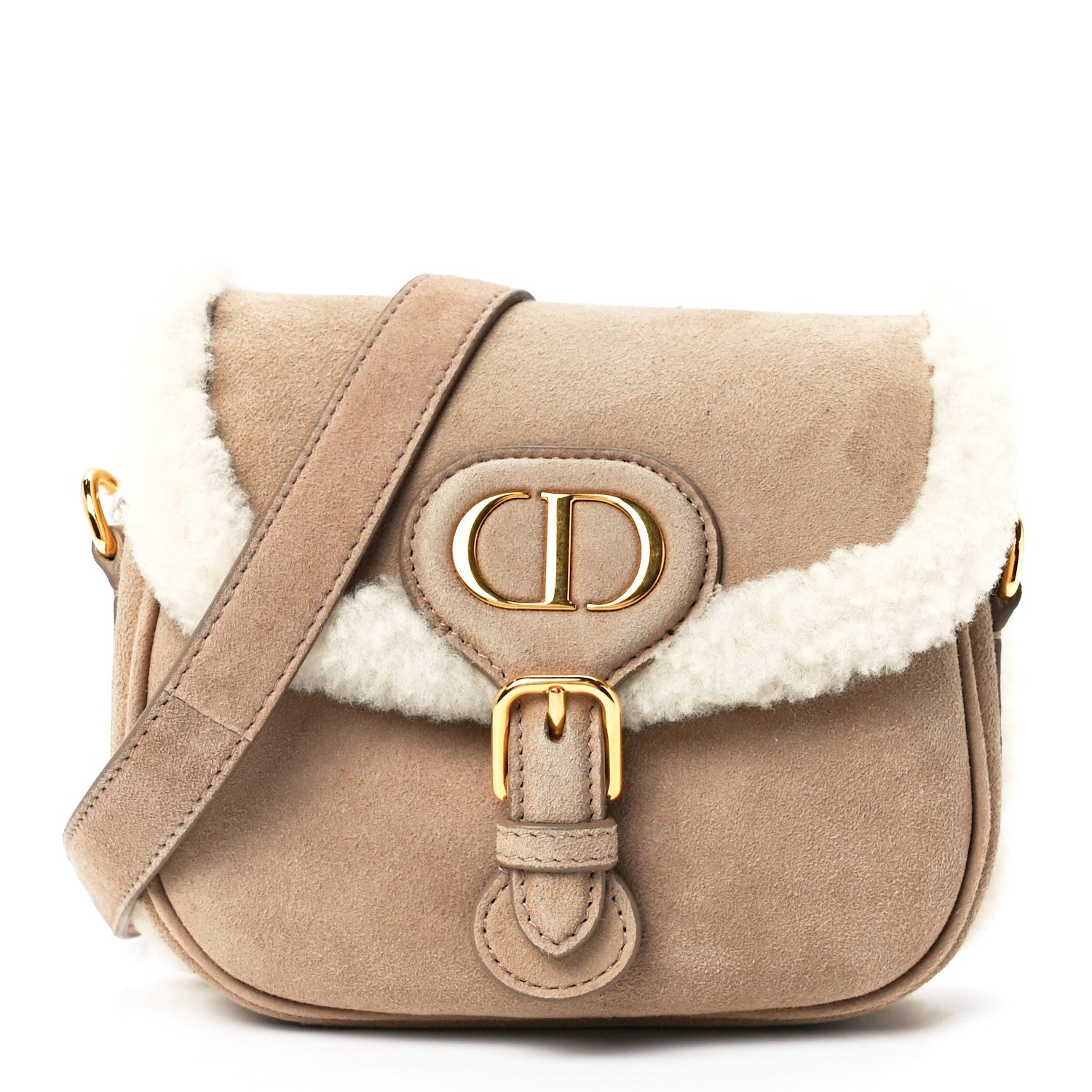 Christian Dior Suede Shearling Medium Bobby Flap Beige 1 of 10