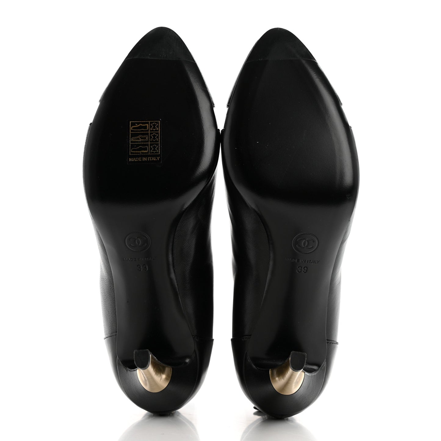 Patent Lambskin CC Cap Toe Ankle Booties 39 Black