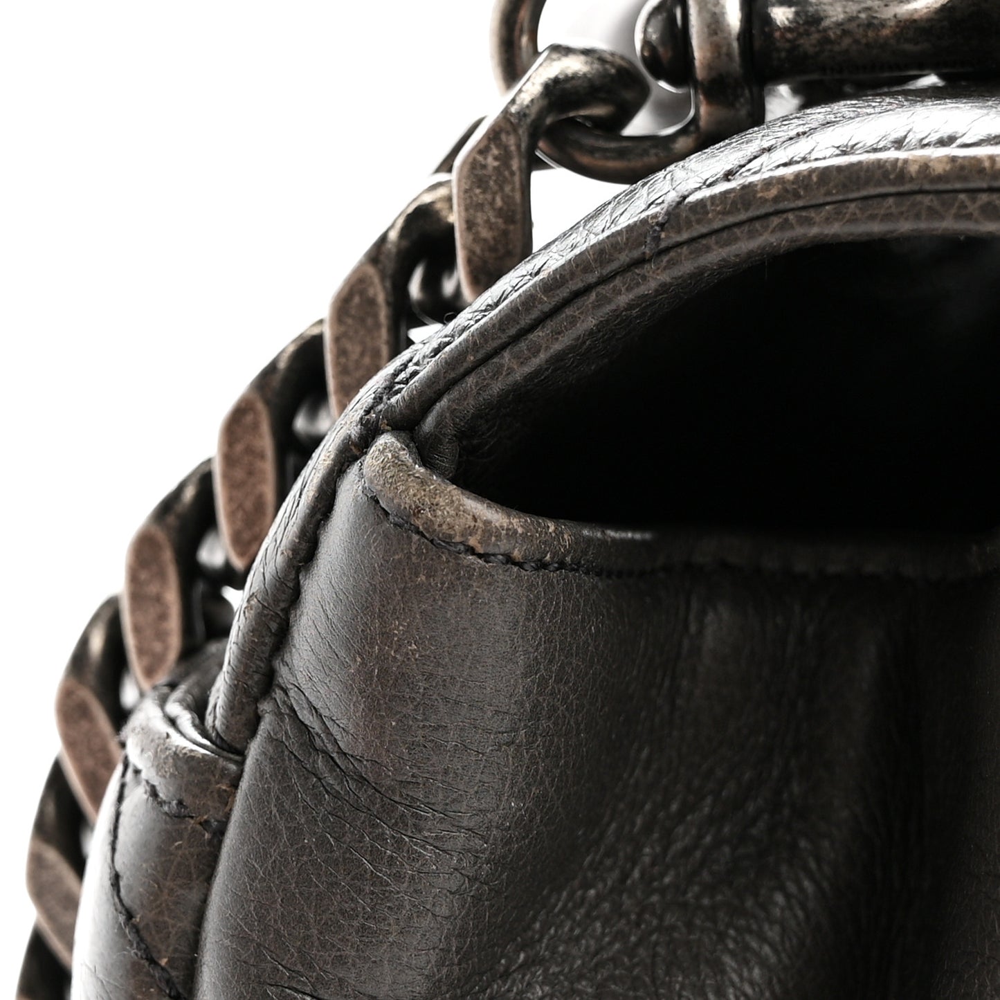Sheepskin Matelasse Chevron Monogram Medium College Bag Grey