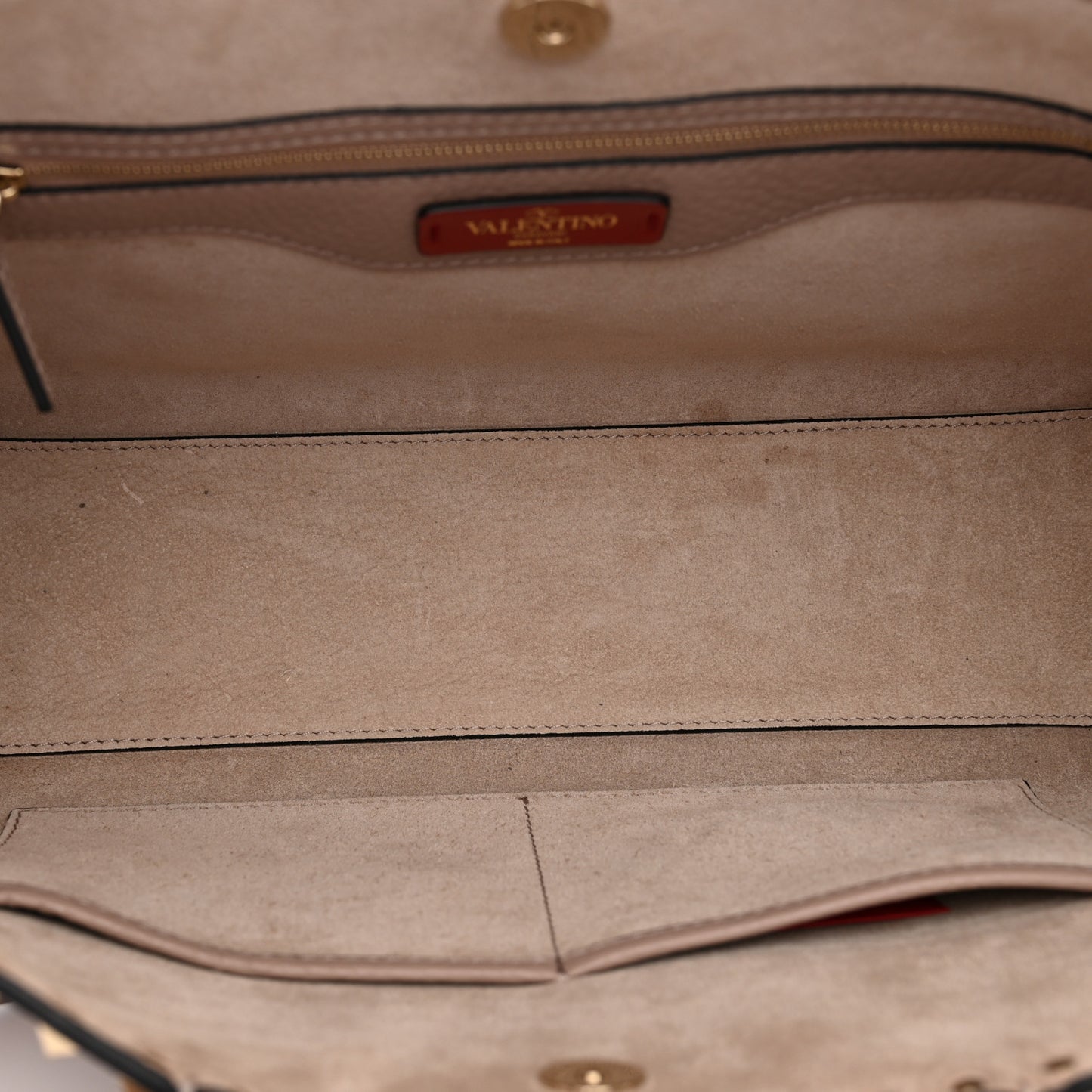 Grained Calfskin Small Rockstud Shoulder Tote Poudre