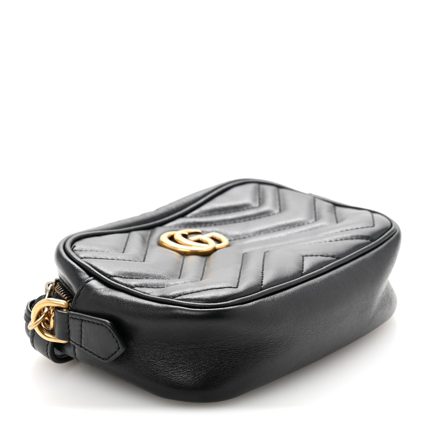 Calfskin Matelasse Mini GG Marmont Chain Shoulder Bag Black